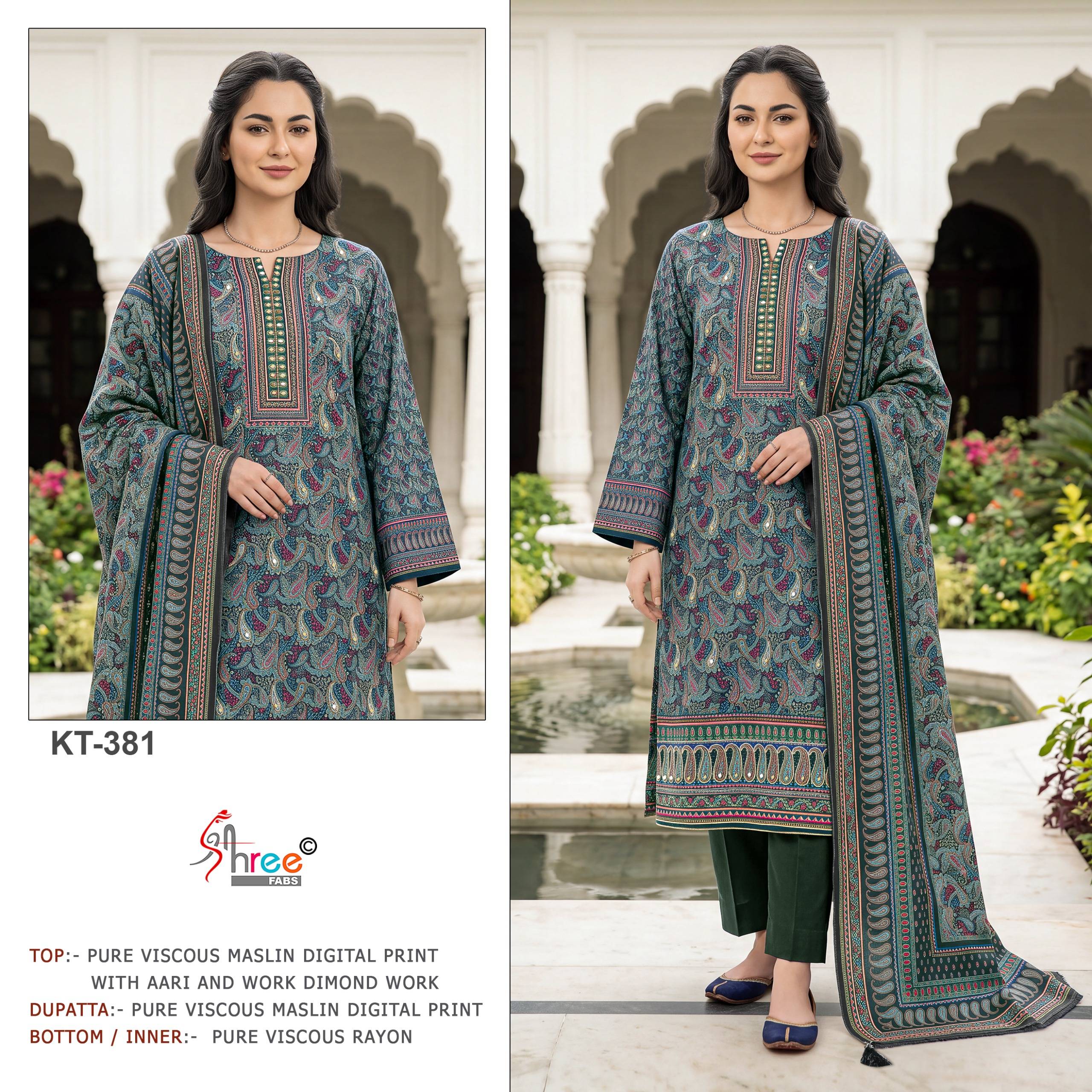 KT - 381 BY SHREE FABS Indian Traditional casual wear Pakistani Pure Viscous Maslin dresses At Wholesale Price